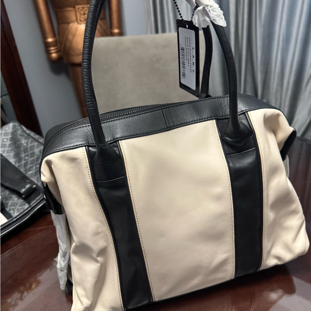 LAMB Black And Cream Leather Bag